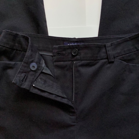 Black Cotton Straight Cut Pants - Picture 4 of 5